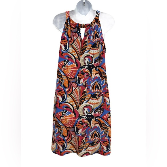 Jude Connally Pink and Orange Patterned Halter Dress, Medium - Picture 4 of 7